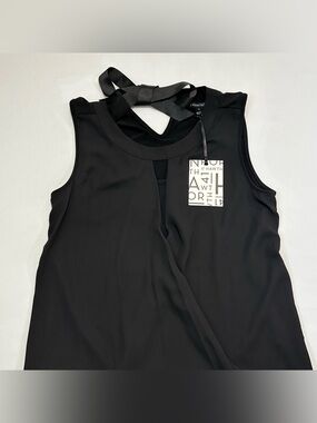 NWT! 41 Hawthorn Black Clearwater Mixed Material Surplice Blouse. 
Size Small